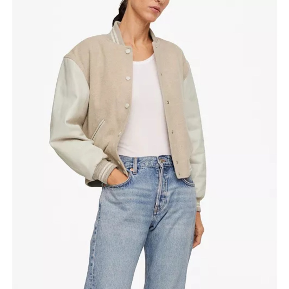 Mango Wool Leather Varsity Jacket - image 1